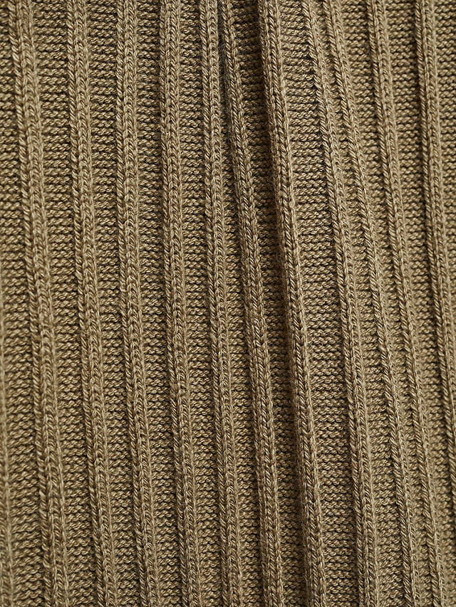 Mango Africa Ribbed Knit Midi Dress, Beige/Khaki