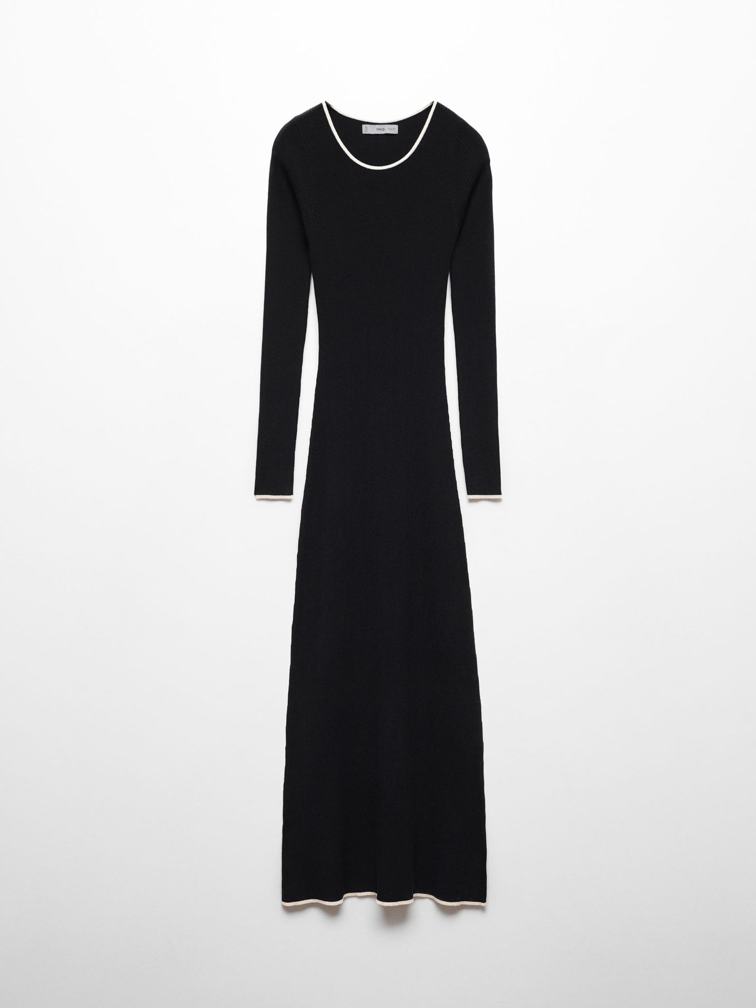 Buy Mango Shadowin Contrast Trim Rib Knit Midi Dress, Black Online at johnlewis.com