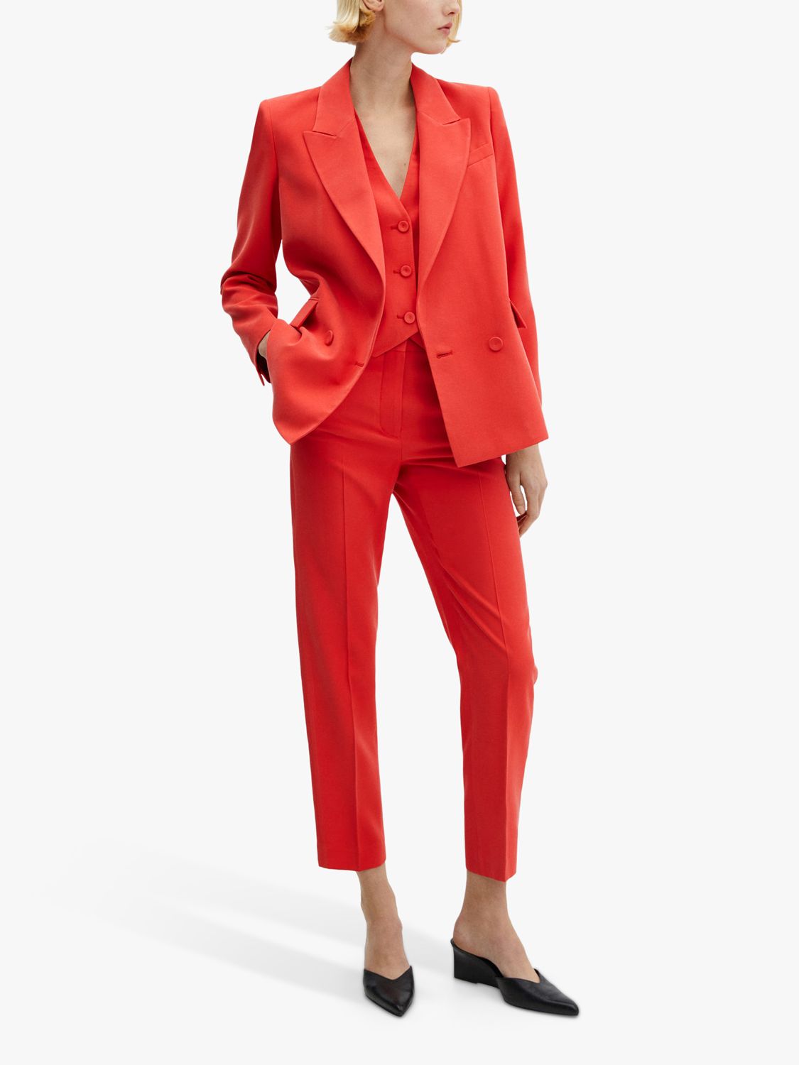 Mango Tempo Suit Waistcoat, Bright Red, XXS