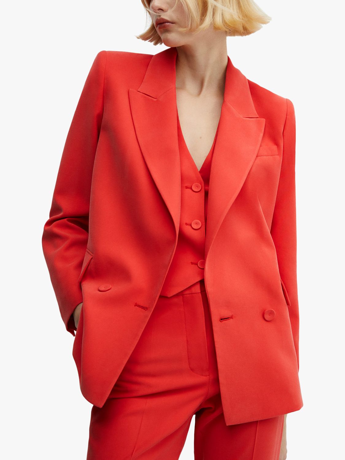 Mango Tempo Suit Waistcoat, Bright Red, L