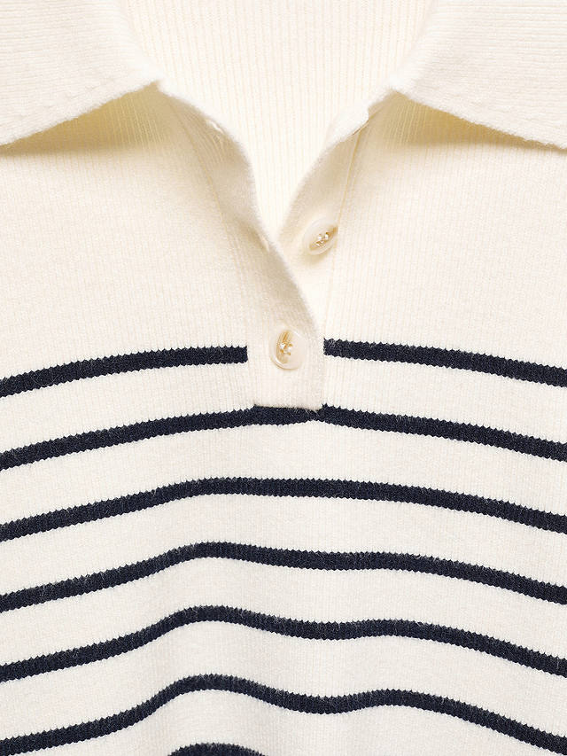 Mango Ricciove Collar Stripe Jumper, Cream/Navy