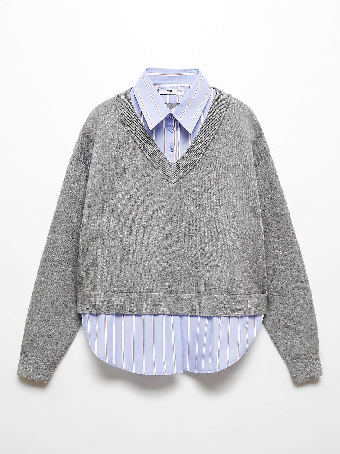 Buy Mango Chiara Stripe Shirt Style Jumper, Dark Grey Online at johnlewis.com