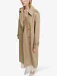 Mango Eiffel Double Breasted Cotton Blend Trench Coat, Light Beige