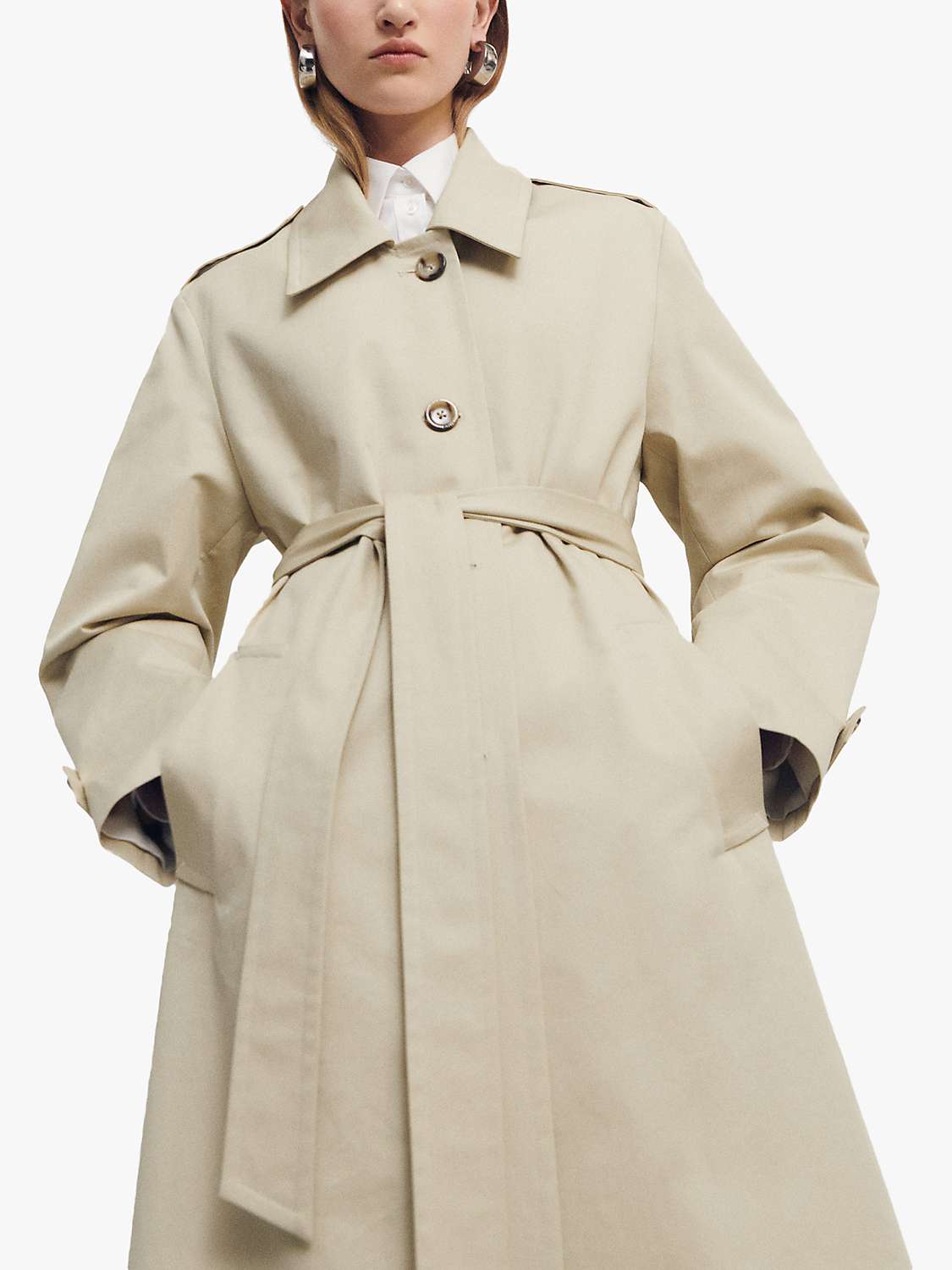 Buy Mango Candy Cotton Trench, Light Beige Online at johnlewis.com