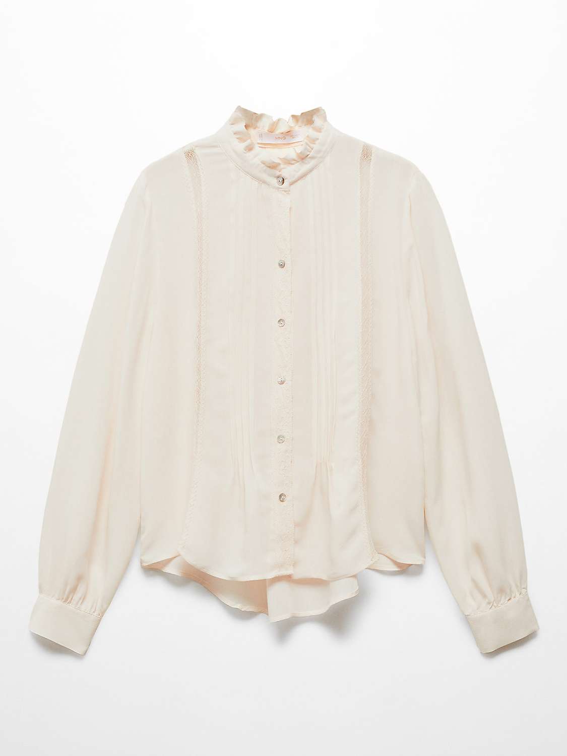Buy Mango Jaky Lace Trim Frill Collar Blouse, Cream Online at johnlewis.com