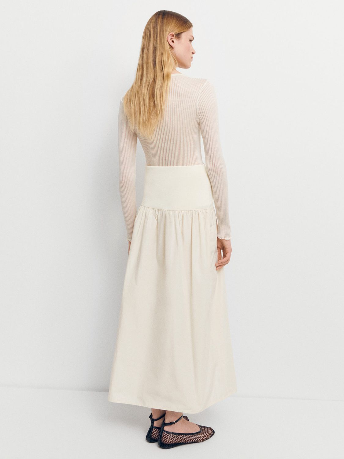 Buy Mango Andres Flared Midi Skirt, Light Beige Online at johnlewis.com