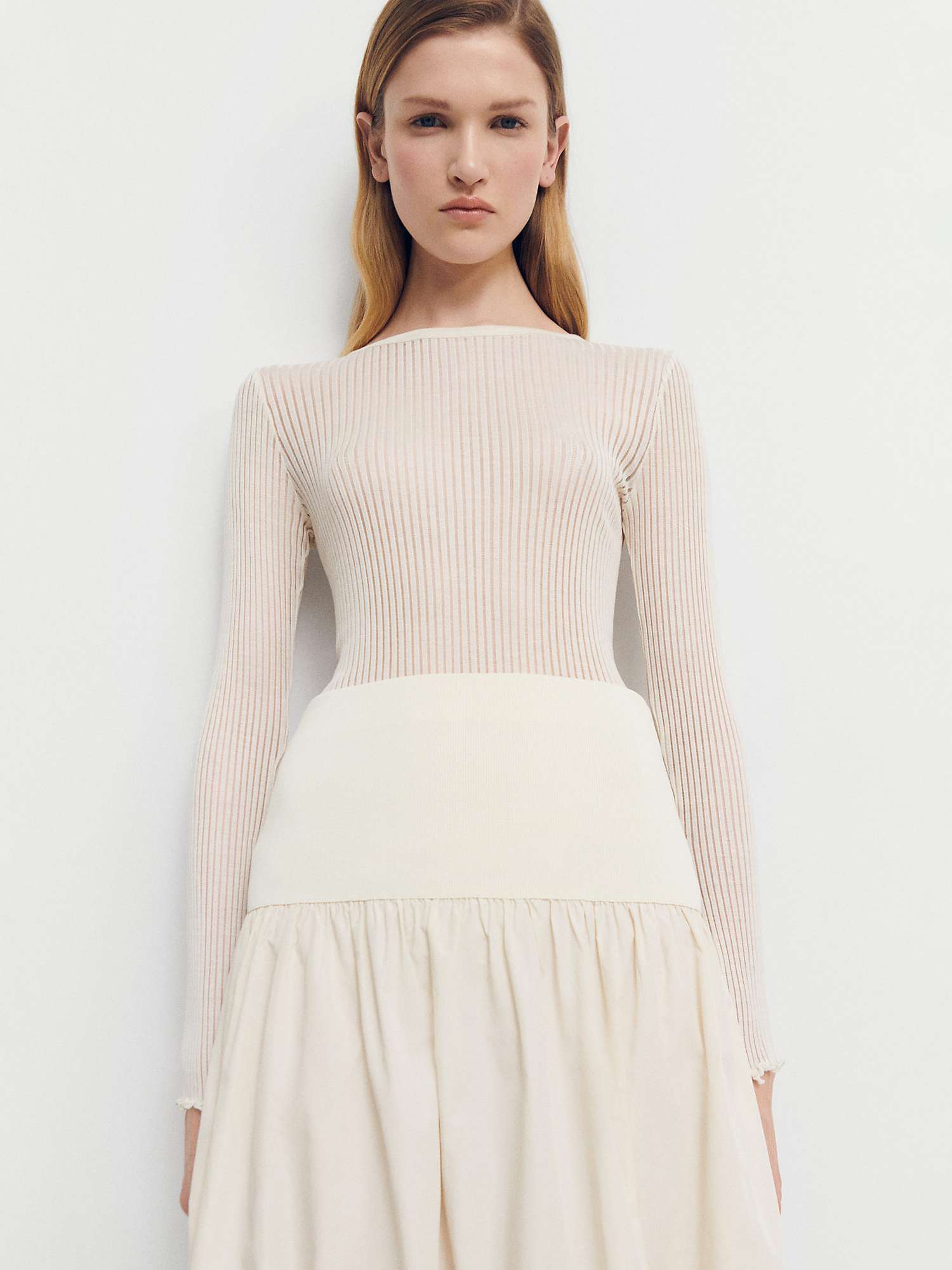 Buy Mango Andres Flared Midi Skirt, Light Beige Online at johnlewis.com