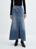 Mango Mermaid Asymmetrical Denim Skirt, Open Blue