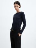 Mango Etoile Long Sleeve T-Shirt, Navy