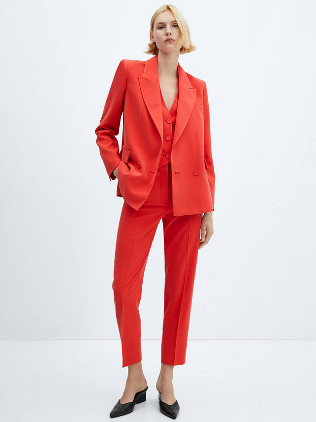 Mango Tempo Straight Suit Trousers, Bright Red