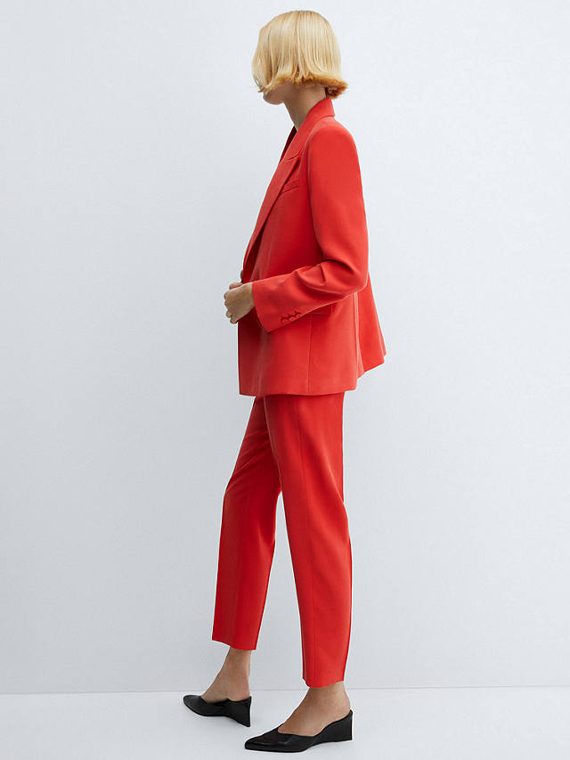Mango Tempo Straight Suit Trousers, Bright Red