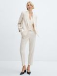 Mango Tempo Straight Suit Trousers, Light Beige