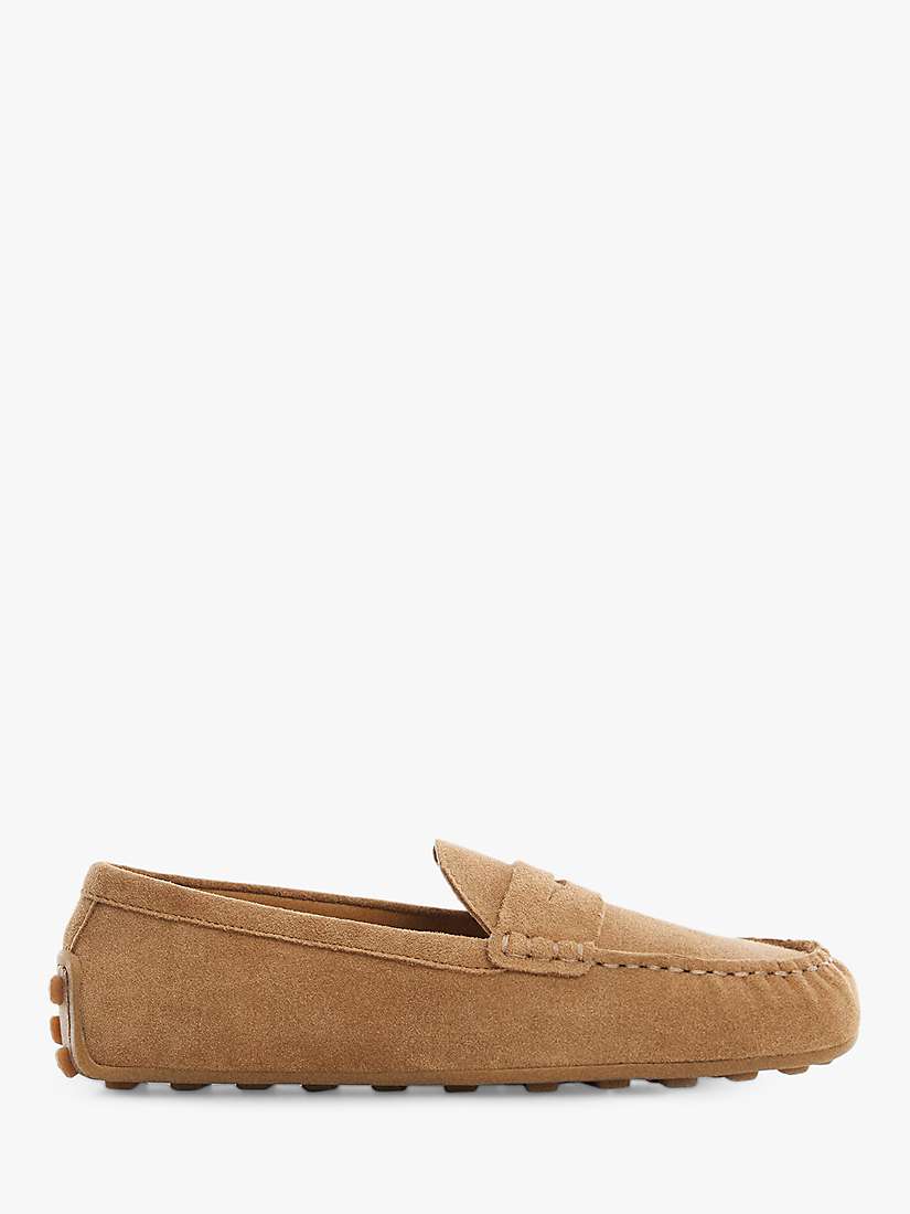 Buy Mango Rub Suede Round Toe Loafers, Brown Online at johnlewis.com