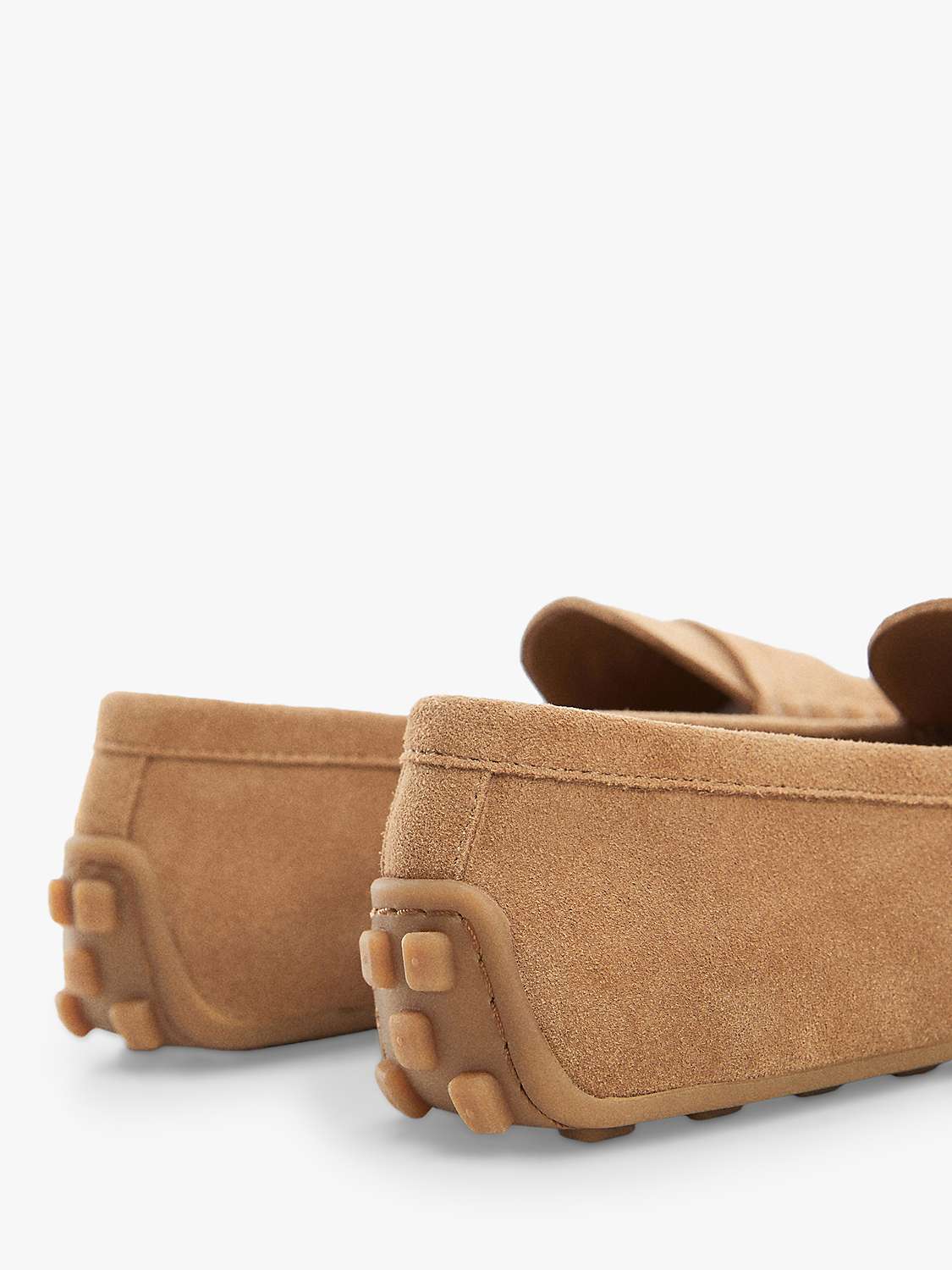 Buy Mango Rub Suede Round Toe Loafers, Brown Online at johnlewis.com