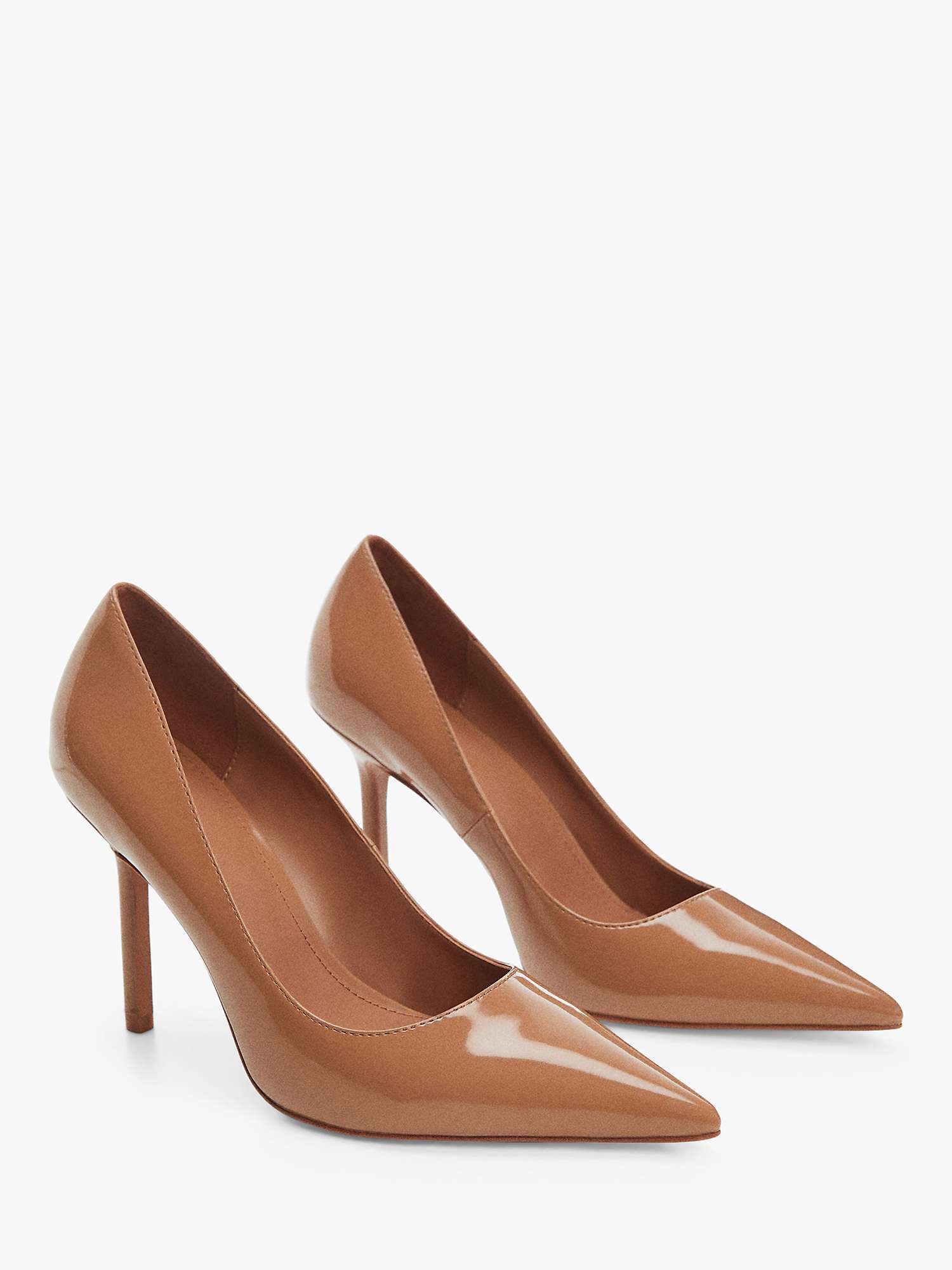 Buy Mango Regina Patent Pointed High Heel Court Shoes , Medium Brown Online at johnlewis.com