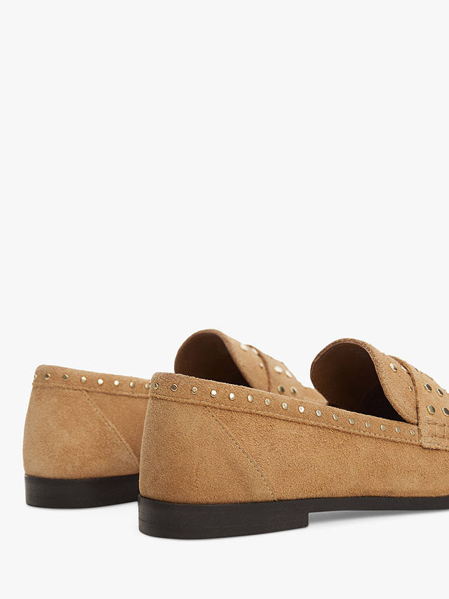 Mango Curro Studded Suede Loafers, Brown
