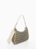 Mango Ares Small Jacquard Shoulder Bag, Beige/Multi