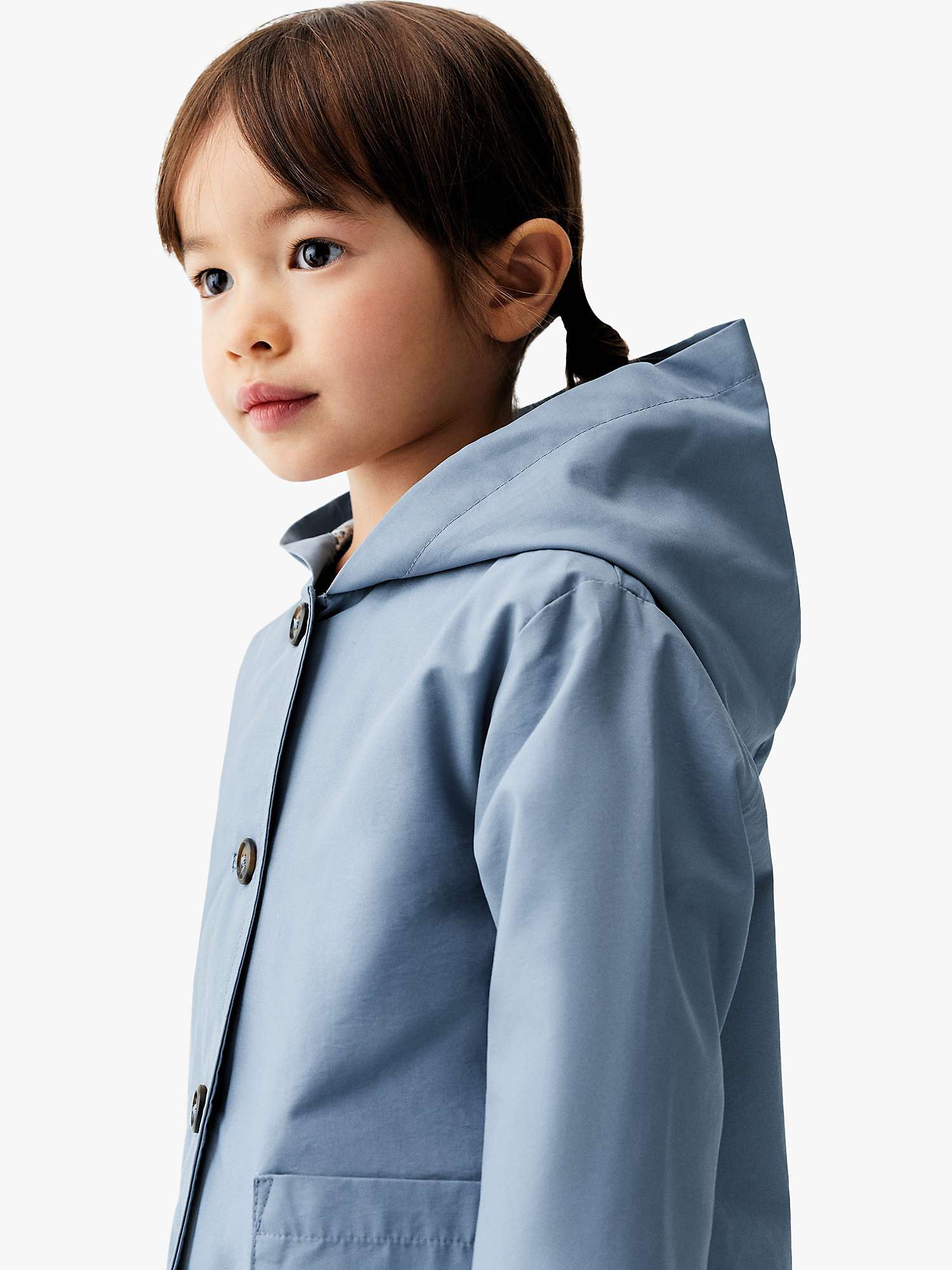 Buy Mango Baby Grace Button Through Hooded Jacket, Medium Blue Online at johnlewis.com