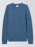 John Lewis ANYDAY Cotton Blend Knit Crew Neck Jumper, Mid Blue