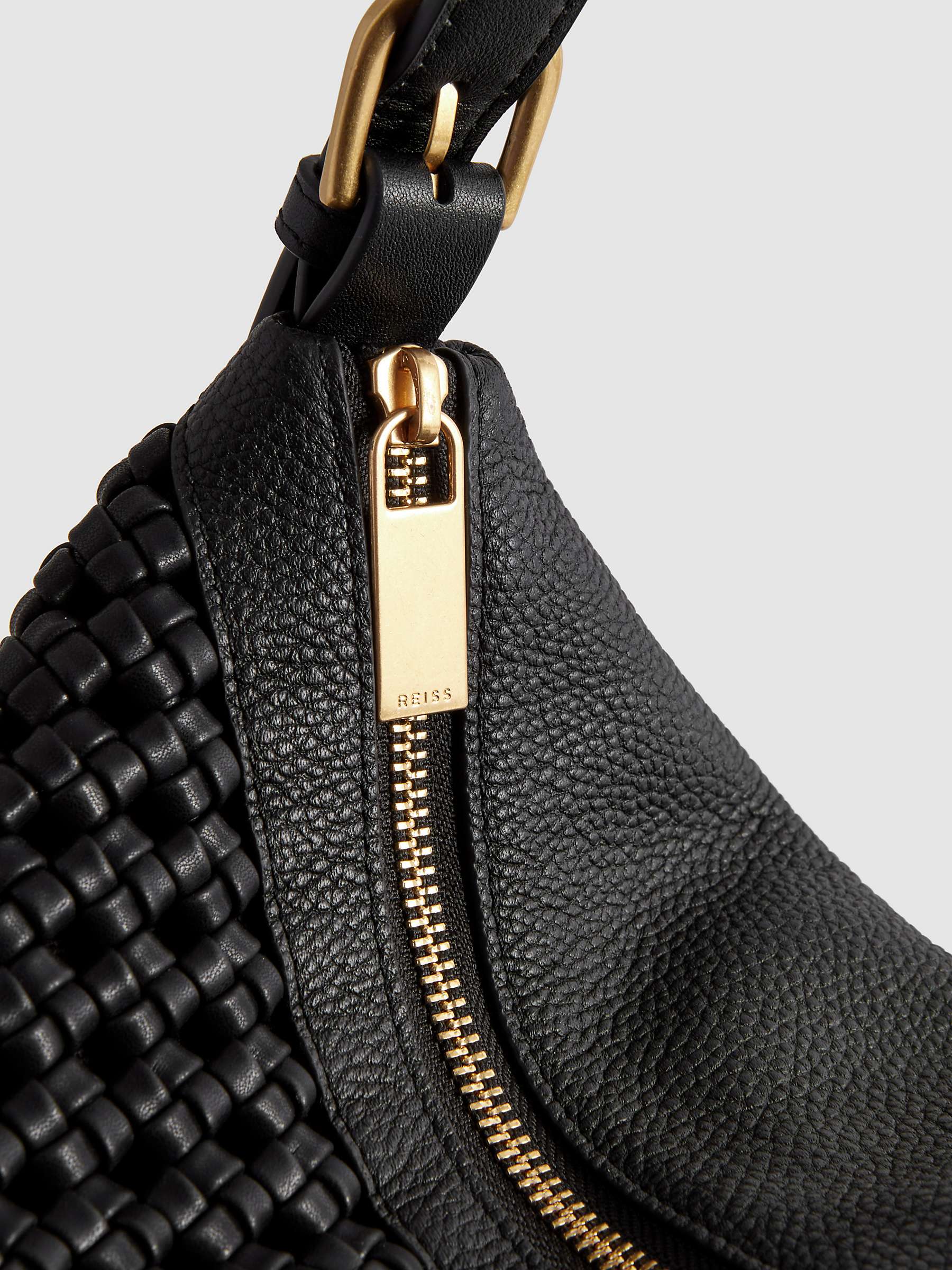 Buy Reiss Vigo Woven Leather Tote Bag, Black Online at johnlewis.com