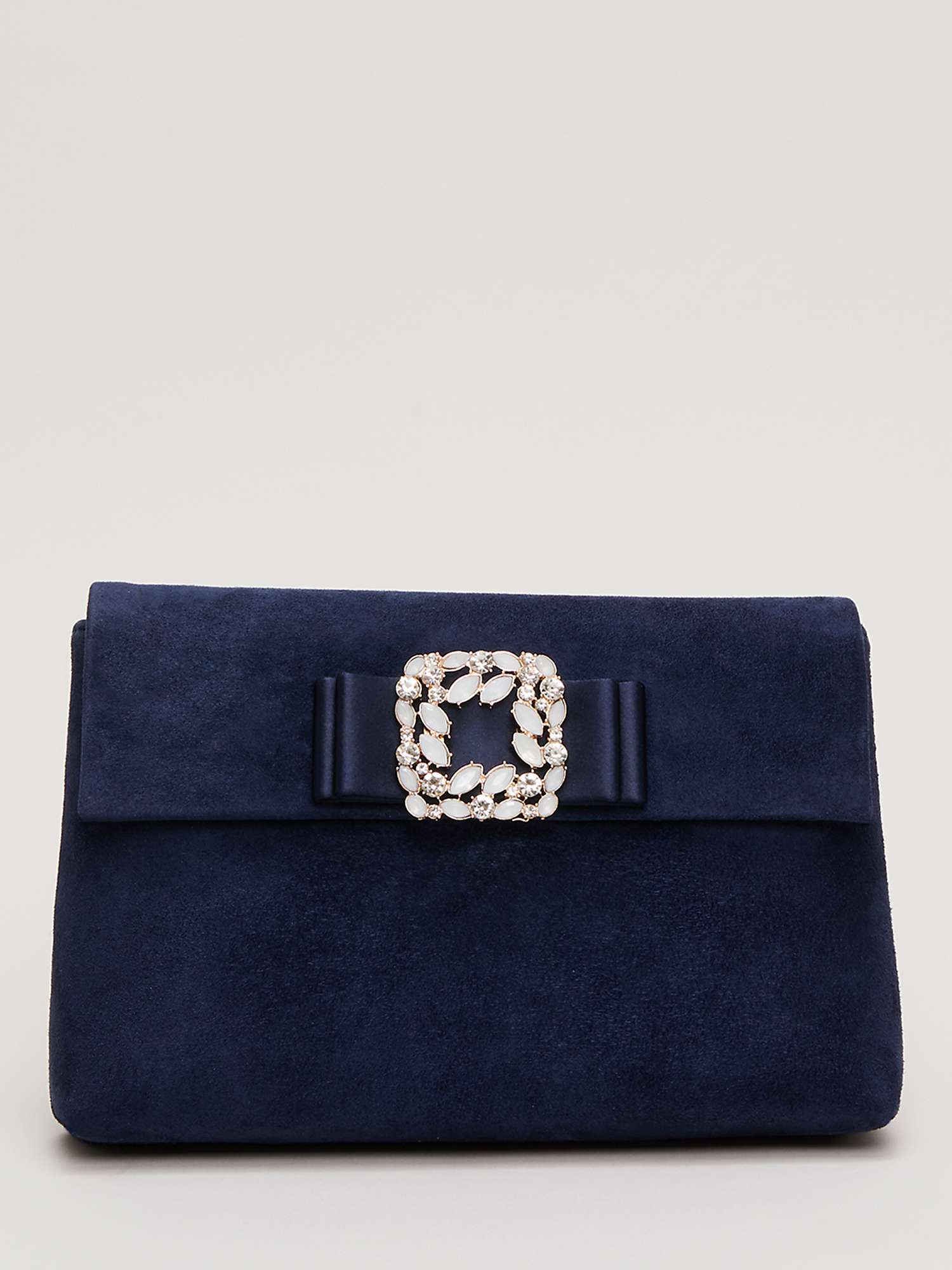 Buy Phase Eight Suede Embellished Trim Clutch Bag, Navy Online at johnlewis.com