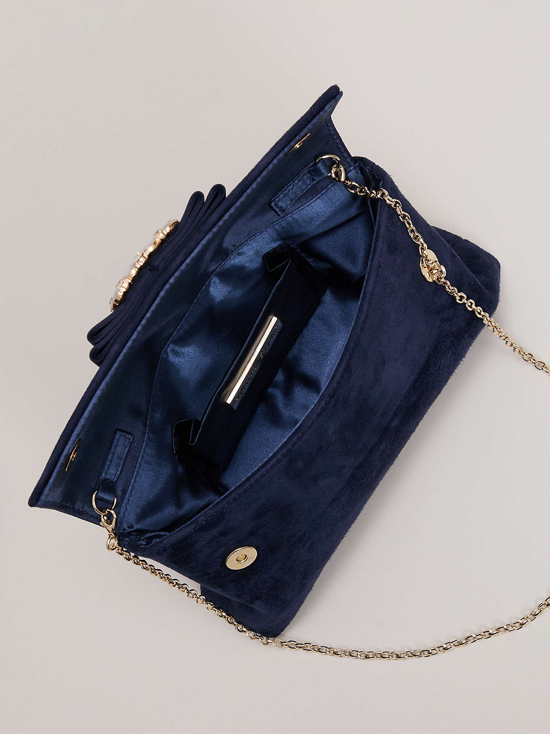 Buy Phase Eight Suede Embellished Trim Clutch Bag, Navy Online at johnlewis.com