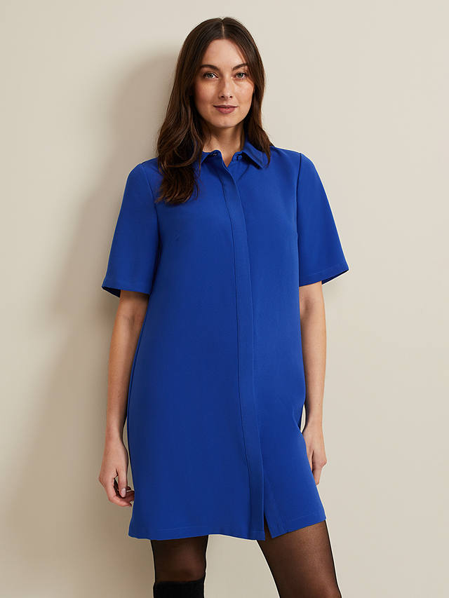 Phase Eight Cara Mini Shirt Dress, Cobalt