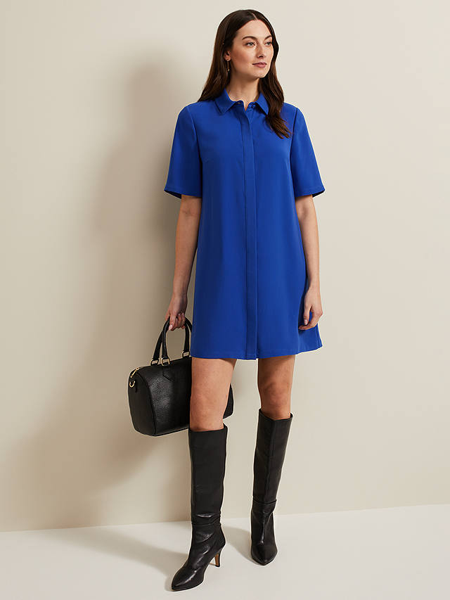 Phase Eight Cara Mini Shirt Dress, Cobalt