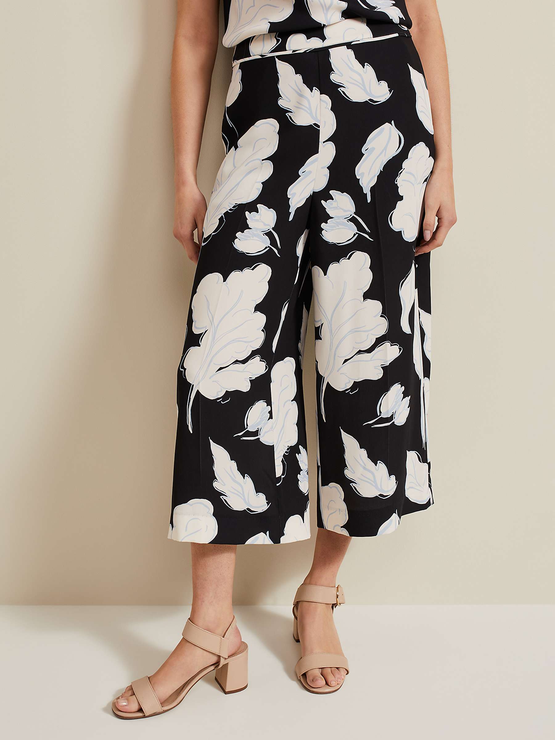 Buy Phase Eight Noelle Leaf Print Culottes, Navy/Multi Online at johnlewis.com