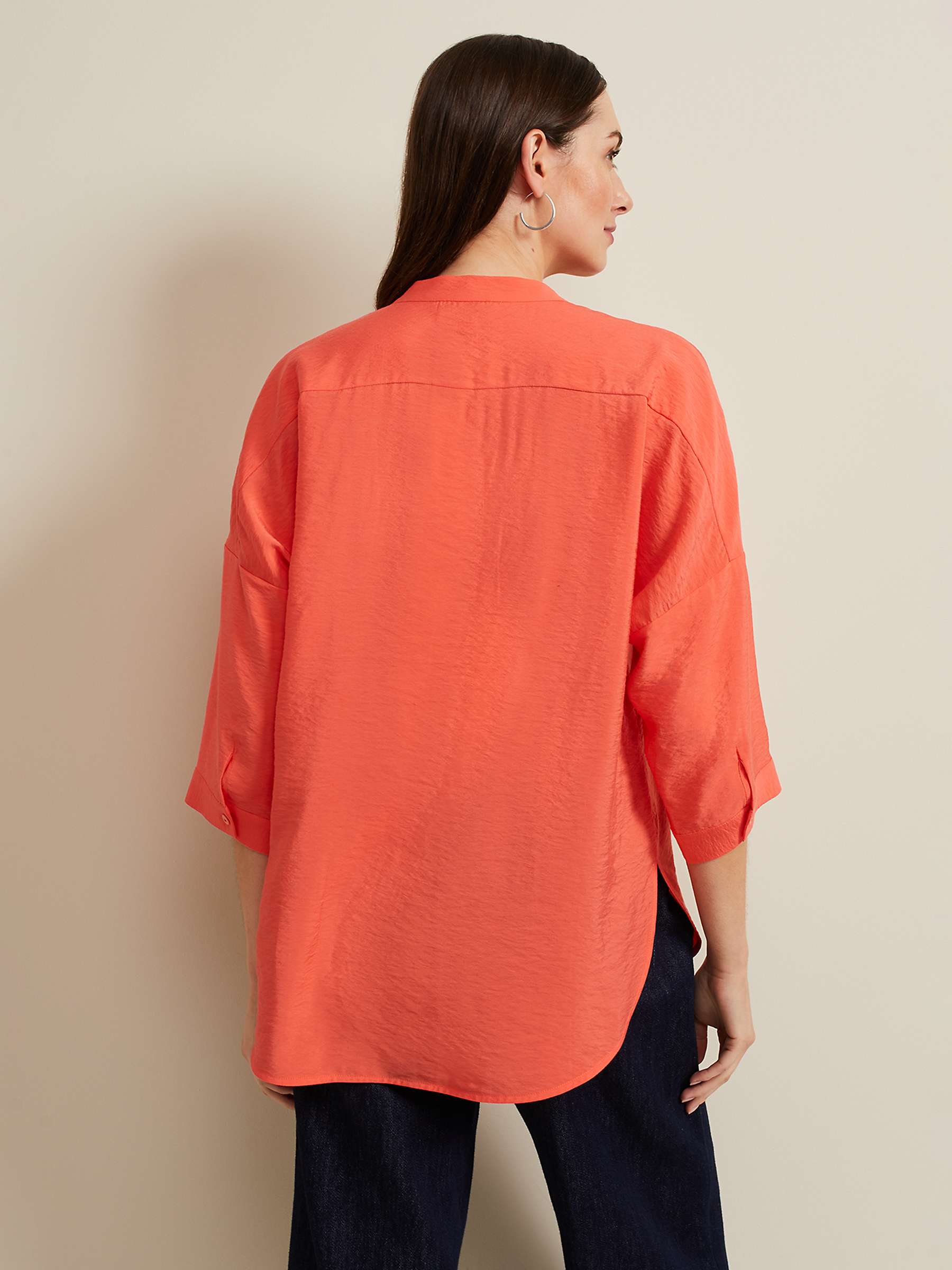 Buy Phase Eight Cynthia 3/4 Sleeve Shirt, Coral Online at johnlewis.com