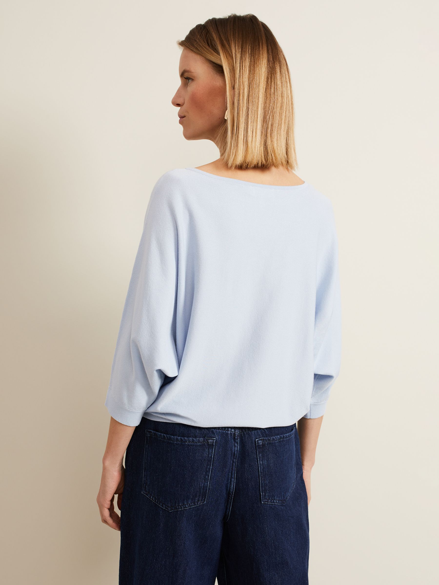 Phase Eight Cristine Fine Knit Batwing Jumper, Blue, XS