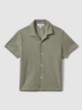 Reiss Kids' Gerrard Textured Button Shirt, Pistachio