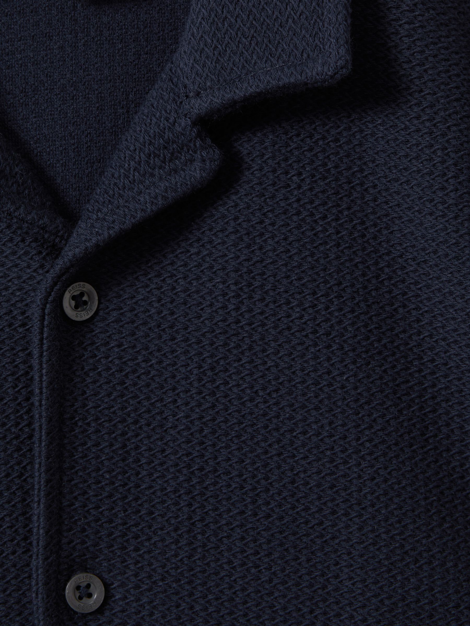 Reiss Kids' Gerrard Textured Button Shirt, Navy, 6-7 years