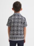 Reiss Kids' Prentice Geometric Print Cuban Collar Shirt