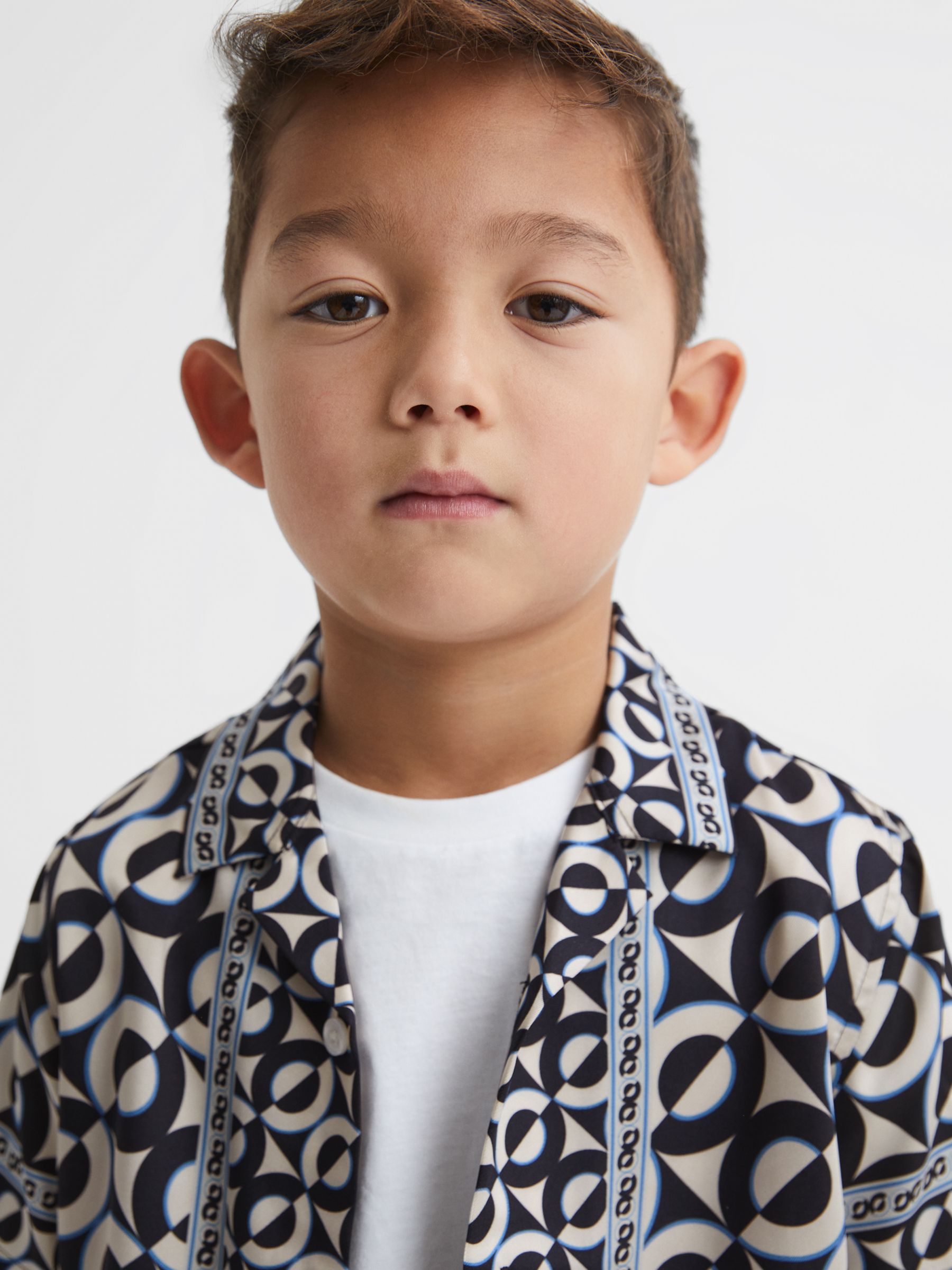 Buy Reiss Kids' Prentice Geometric Print Cuban Collar Shirt Online at johnlewis.com