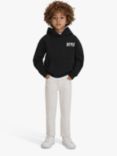 Reiss Kids' Newton Logo Motif Relaxed Fit Hoodie, Black