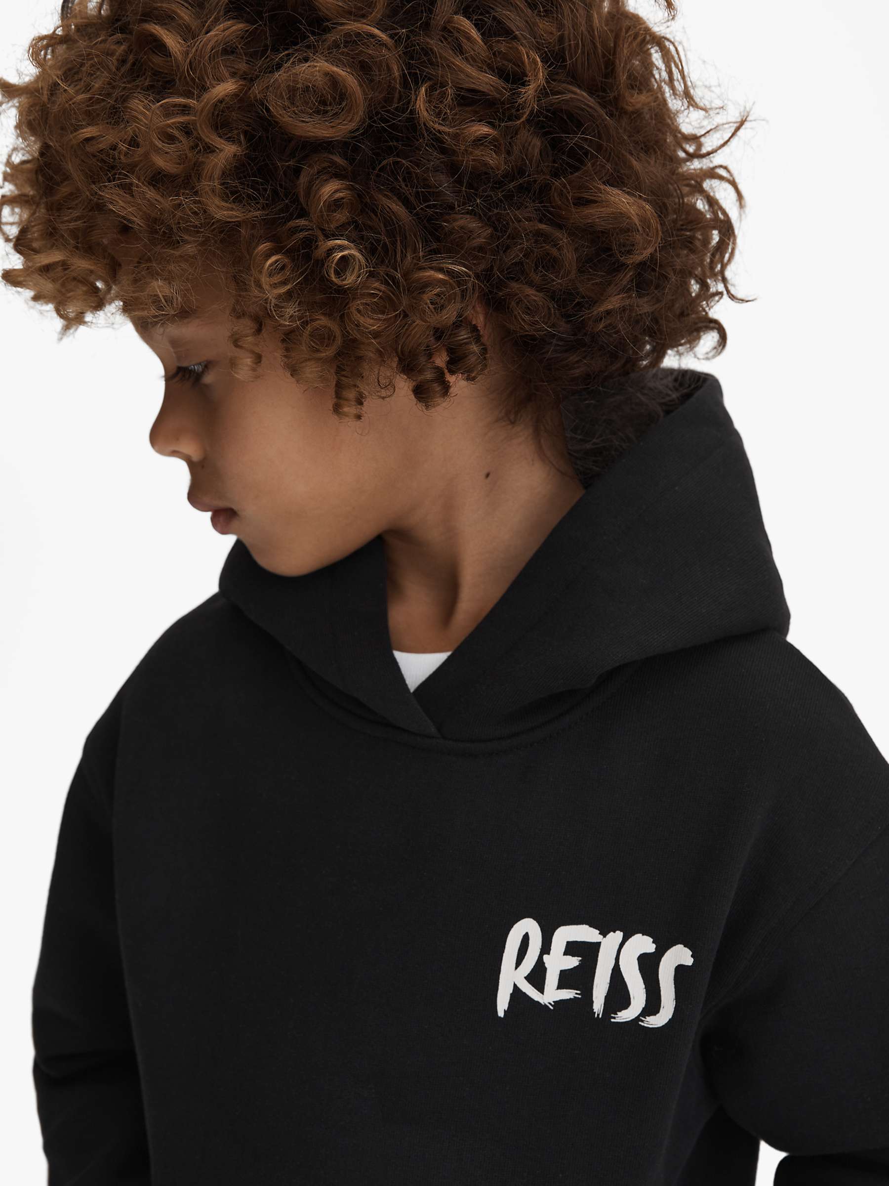 Buy Reiss Kids' Newton Logo Motif Relaxed Fit Hoodie, Black Online at johnlewis.com