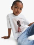 Reiss Kids' Yoshy Print Crew Neck T-Shirt, White