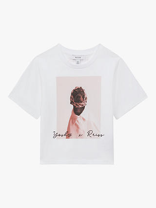 Reiss Kids' Yoshy Print Crew Neck T-Shirt, White
