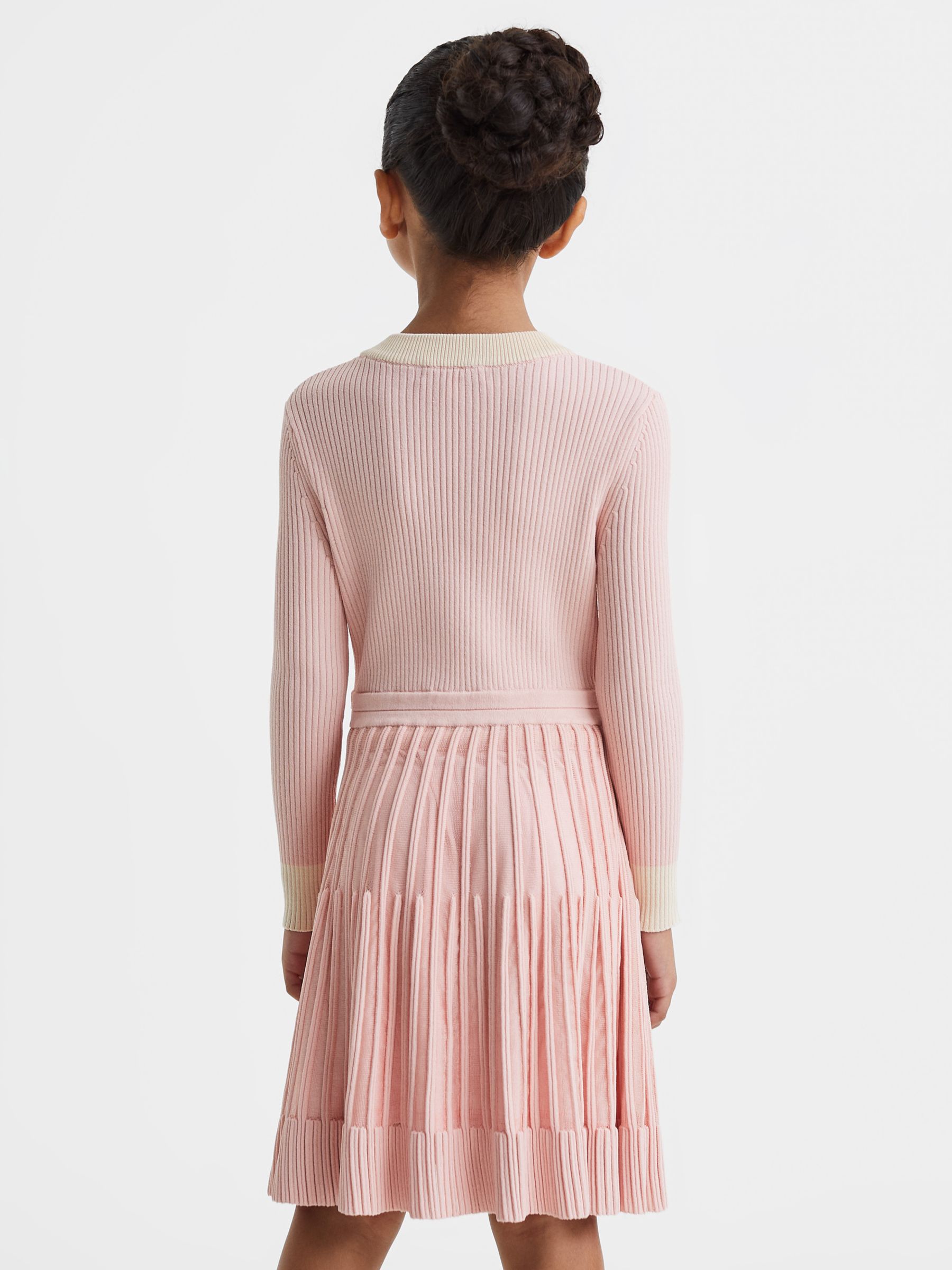 Buy Reiss Kids' Teagan Knit Pleated Skater Dress, Pink Online at johnlewis.com