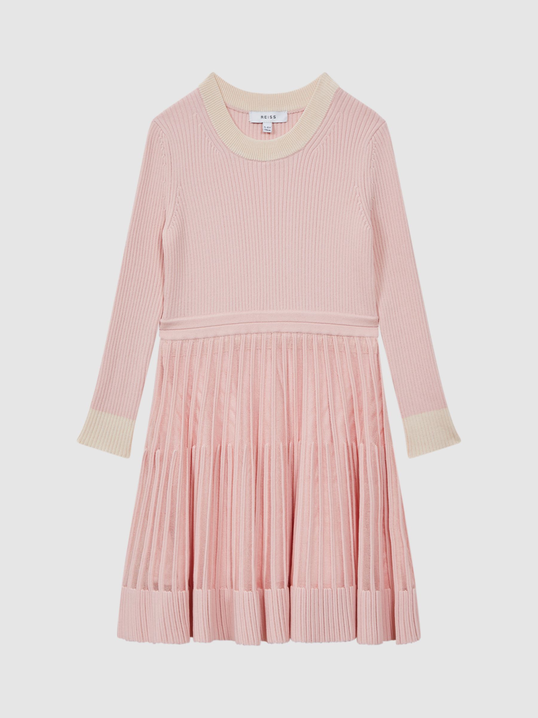 Buy Reiss Kids' Teagan Knit Pleated Skater Dress, Pink Online at johnlewis.com