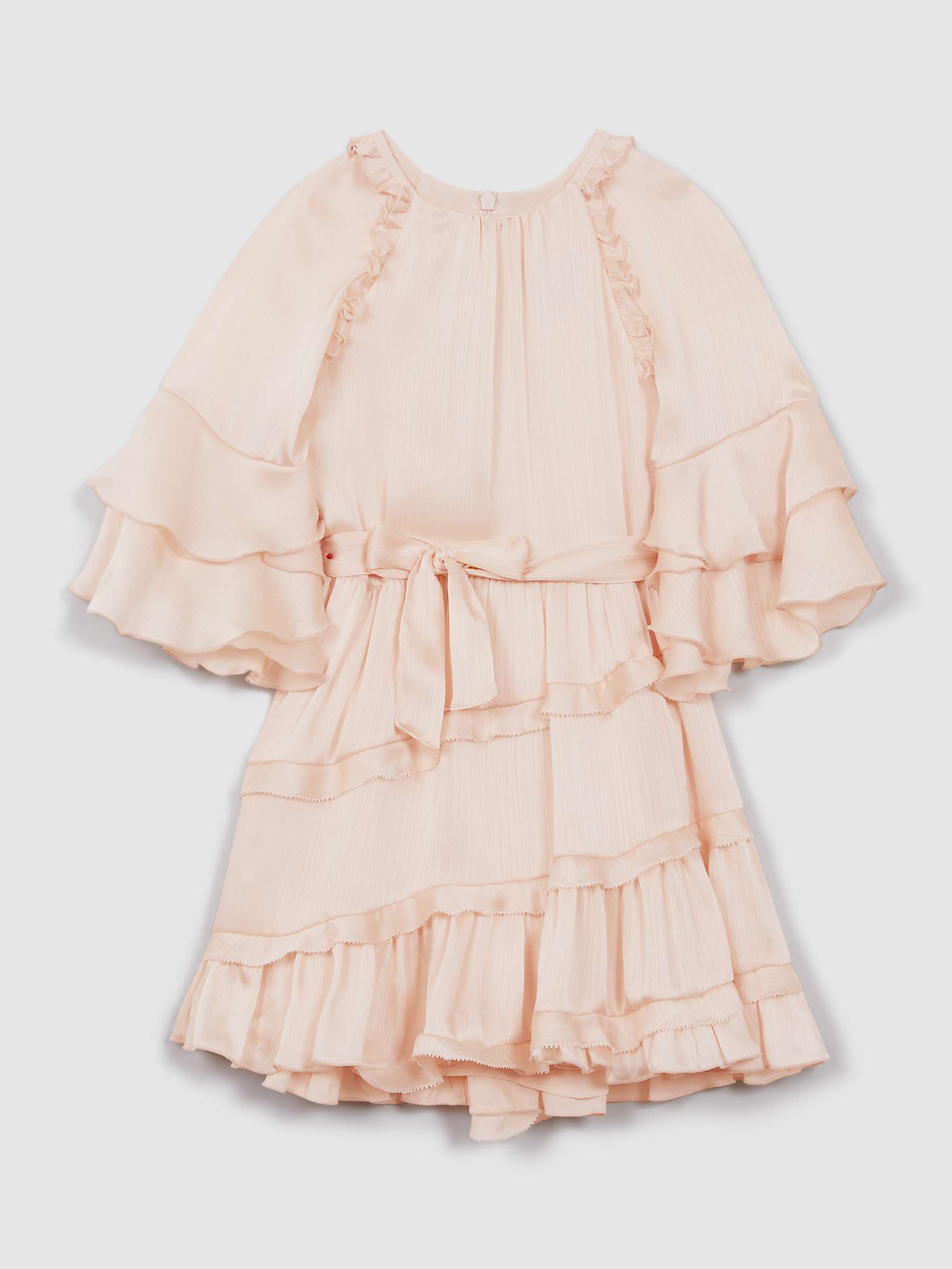 Buy Reiss Kids' Polly Textured Satin Frilly Dress, Pink Online at johnlewis.com