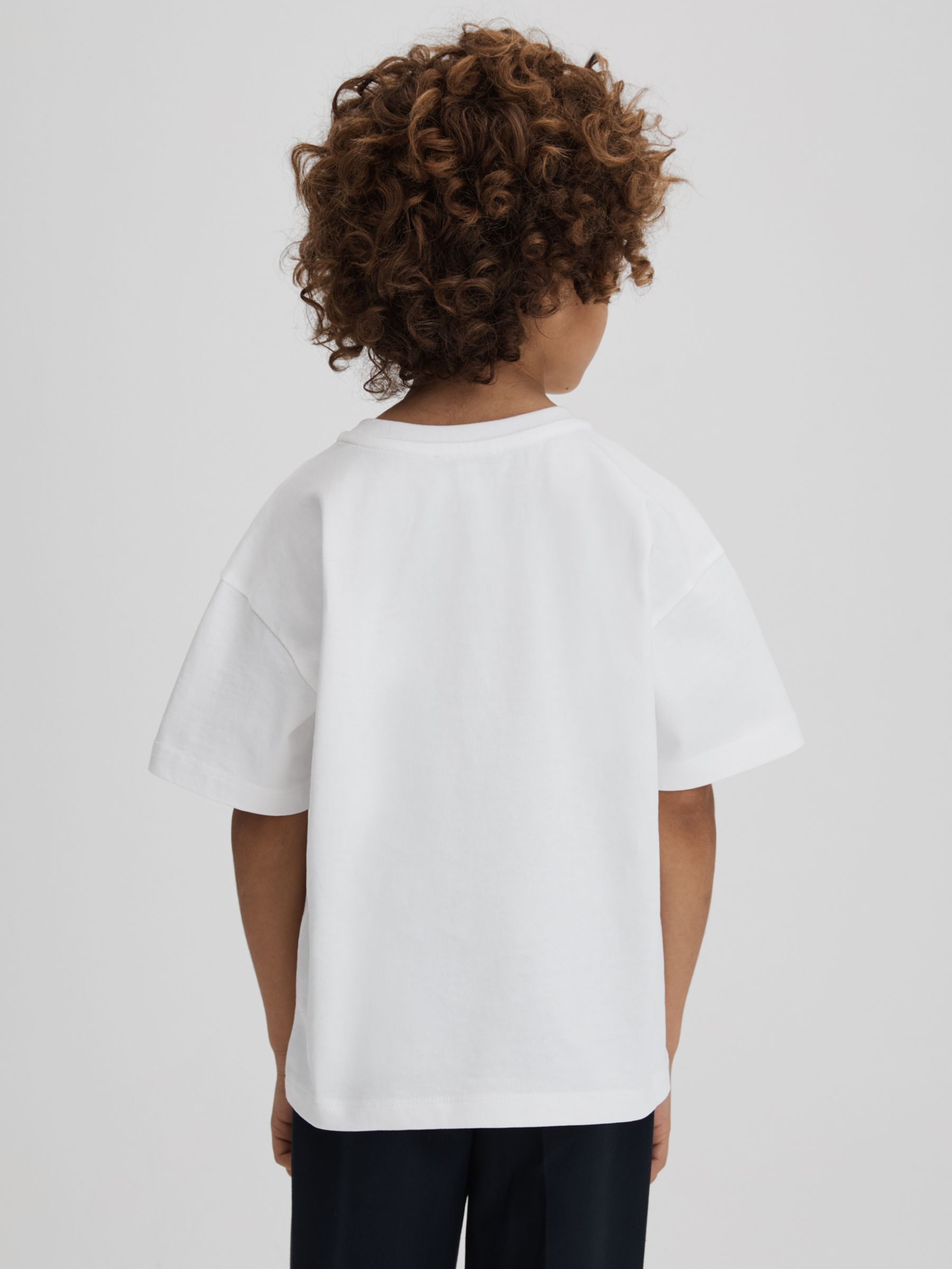 Reiss Kids' Selby Oversized Crew Neck T-Shirt, White, 5-6 years