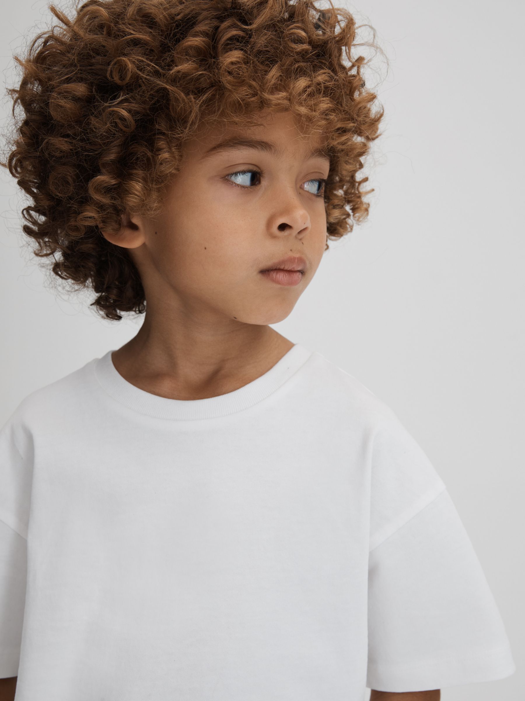 Reiss Kids' Selby Oversized Crew Neck T-Shirt, White, 5-6 years