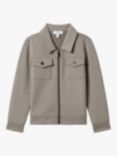 Reiss Medina Interlock Jersey Zip Through Jacket, Taupe