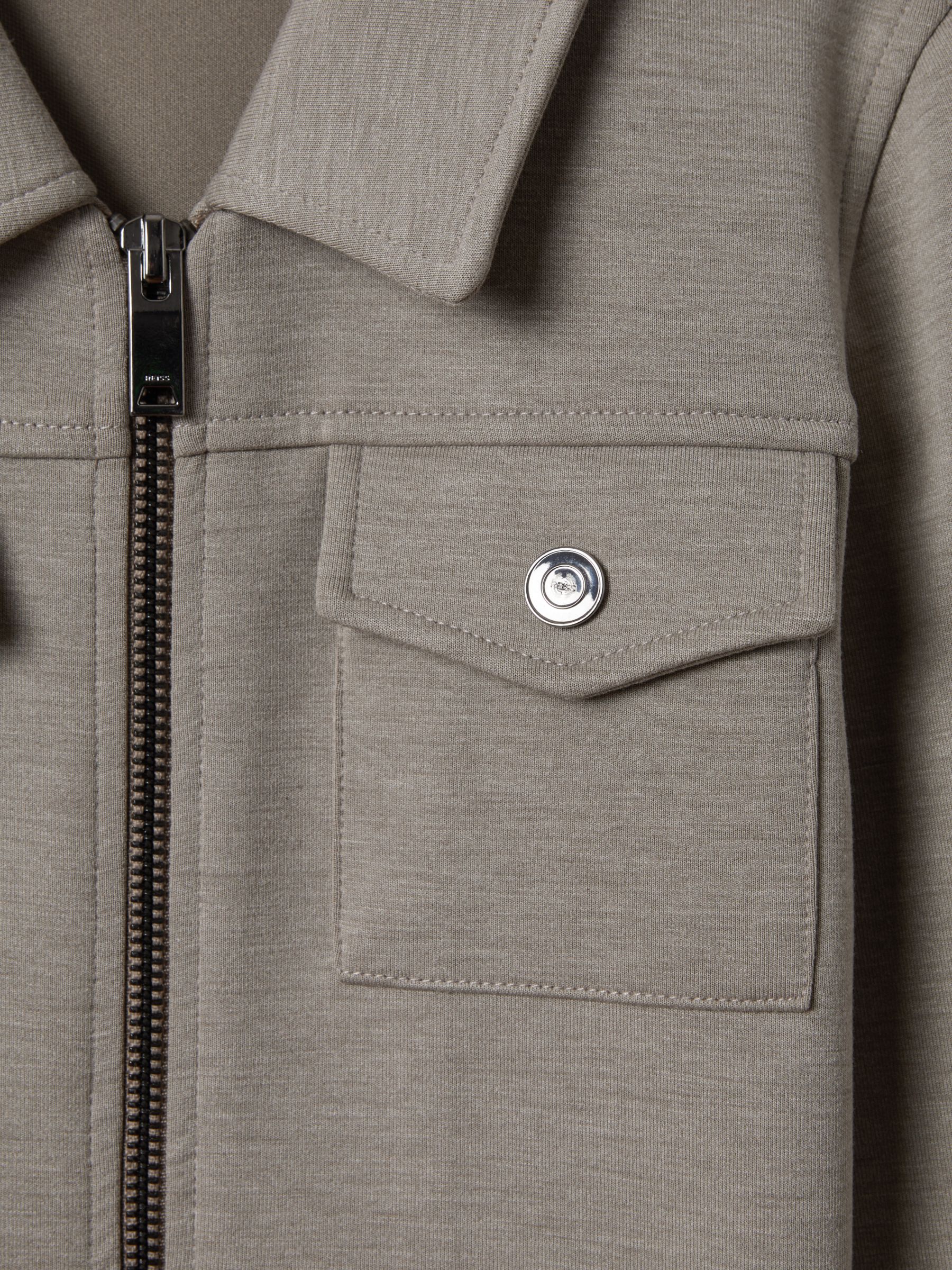 Buy Reiss Medina Interlock Jersey Zip Through Jacket, Taupe Online at johnlewis.com