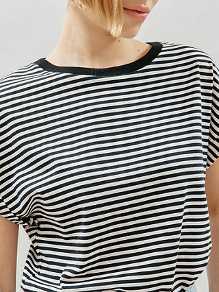 Albaray Stripe Roll Sleeve T-Shirt, Black