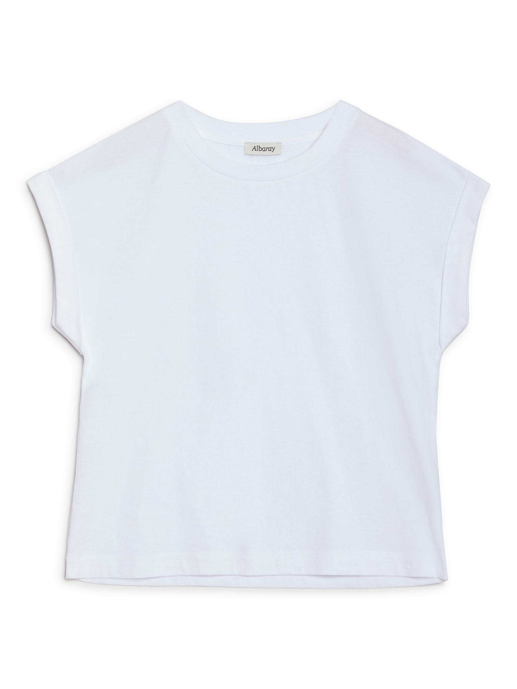 Albaray Roll Back Cuff T-Shirt, White at John Lewis & Partners