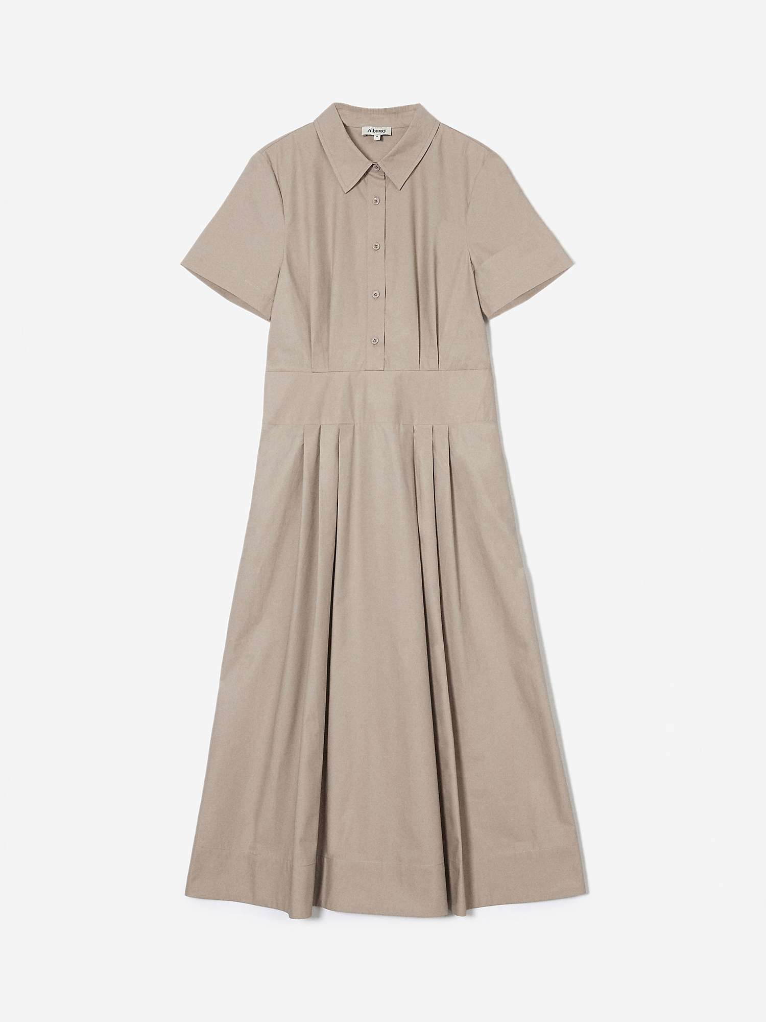 Buy Albaray Pleated Shirt Midi Dress, Stone Online at johnlewis.com
