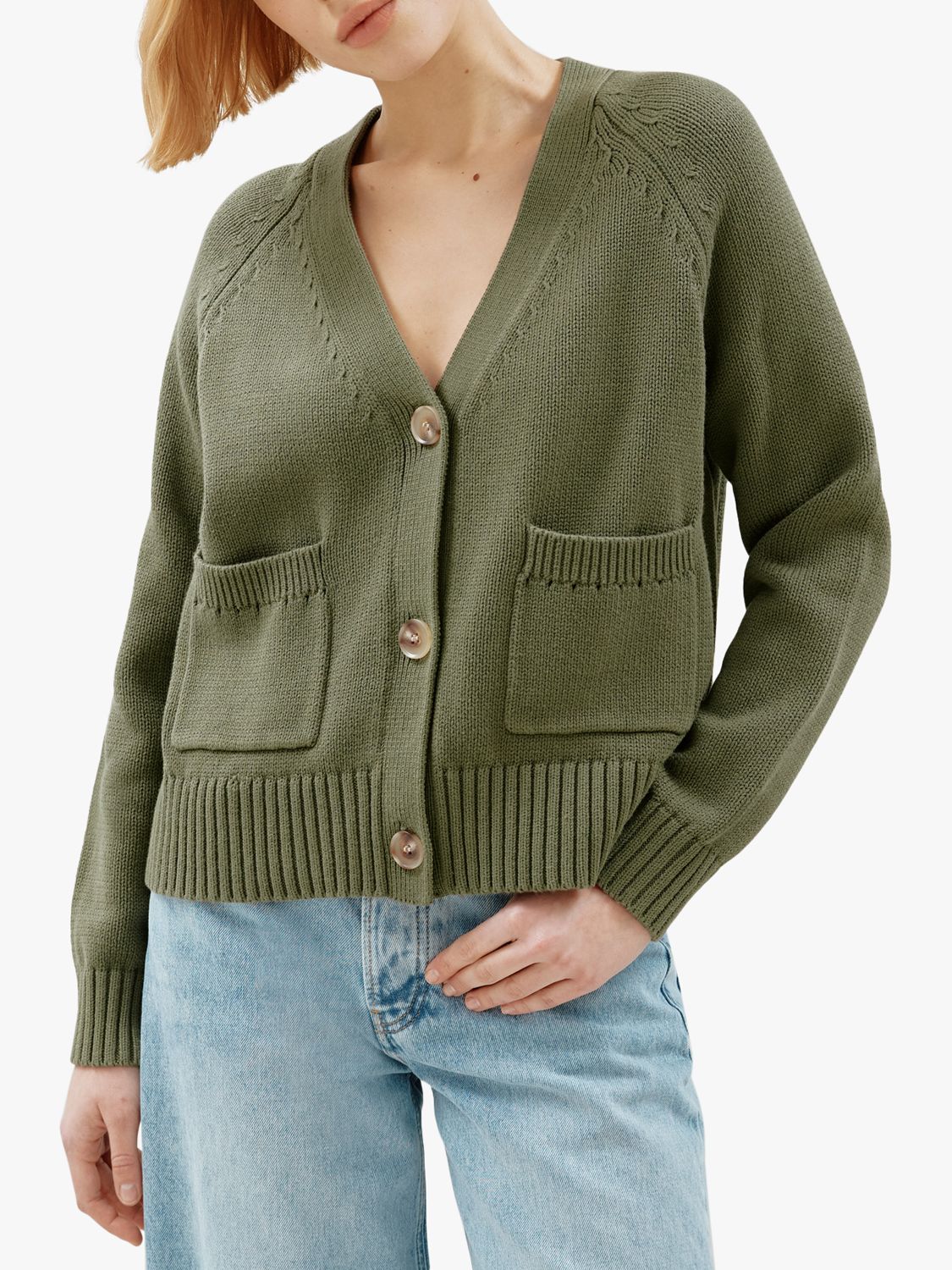 Buy Albaray Relaxed Cotton Cardigan, Olive Online at johnlewis.com